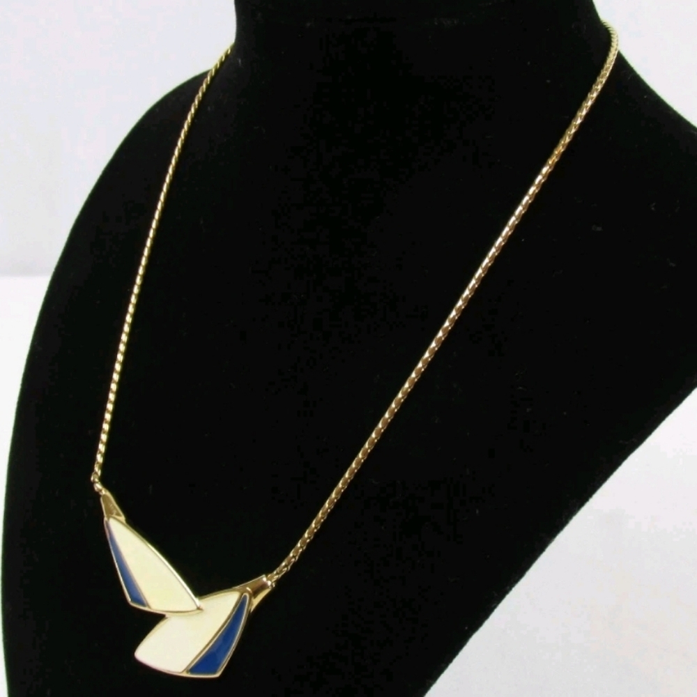 Monet Gold and Blue Geometric Necklace